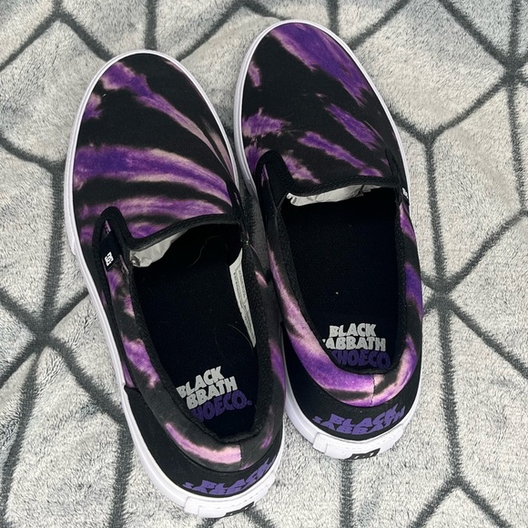 DC x Black Sabbath Skateboard Slip On Purple Tie Dye Sneakers NWT - Picture 5 of 8